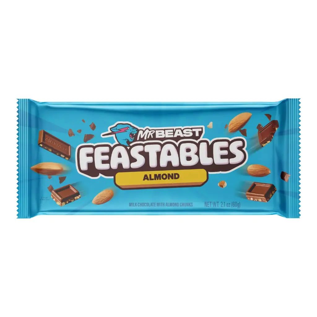 CANDY MR BEAST 10 x 60 GR FEASTABLES ALMOND CHOCOLATE BLUE PACK (DE)
