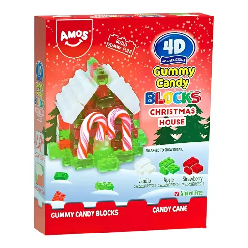 [24889] CANDY AMOS 220 GR 4D GUMMY BLOCKS HOUSE CHRISTMAS