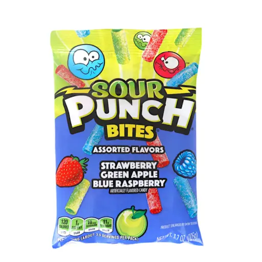 [24927] CANDY SOUR PUNCH 105 GR BITES 3 ASSORTED FLAVOR