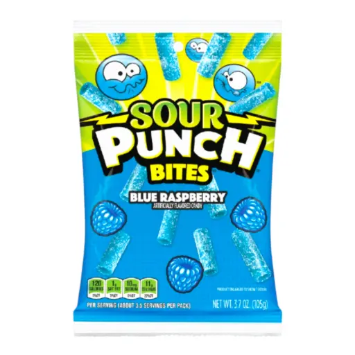 [24930] CANDY SOUR PUNCH 105 GR BITES BLUE RASPBERRY