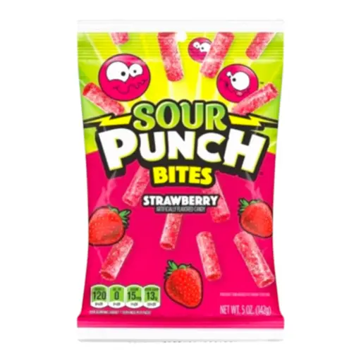 [24933] CANDY SOUR PUNCH 142 GR STRAWBERRY BITES